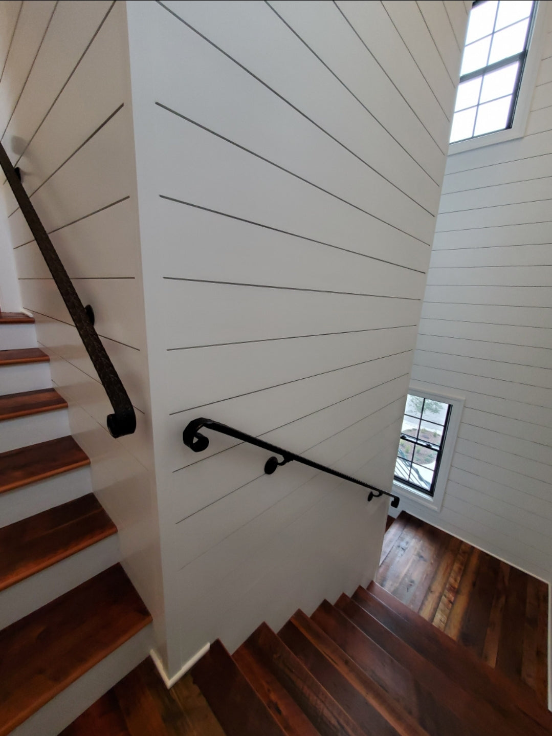 Hand Forged Hammered and Engraved Wrought Iron Handrail, Railing - Arc and Hammer