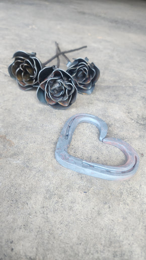 Hand Forged Steel Horseshoe Heart - Arc and Hammer