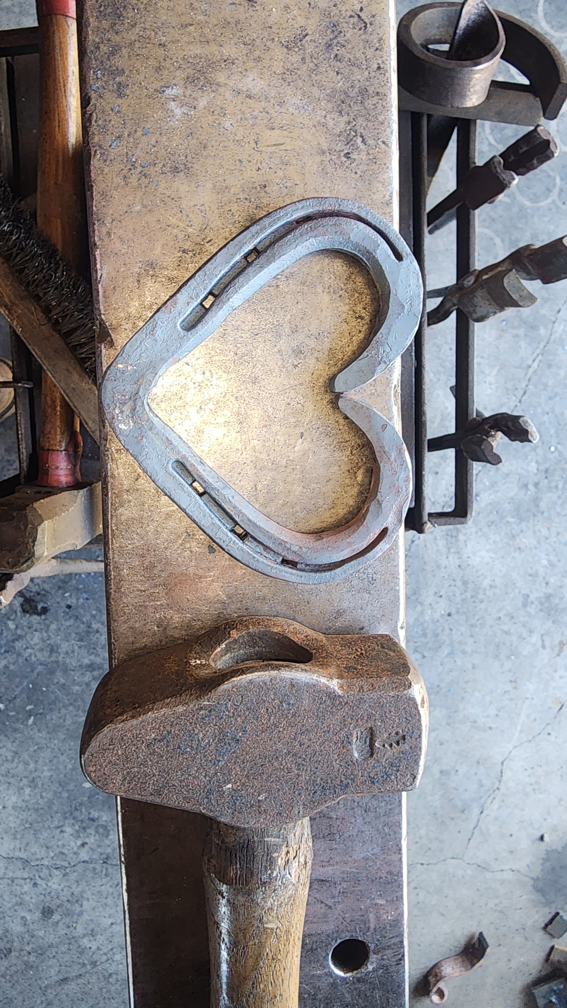 Hand Forged Steel Horseshoe Heart - Arc and Hammer