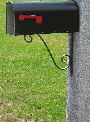 Forged Scroll Mailbox Bracket - Arc and Hammer