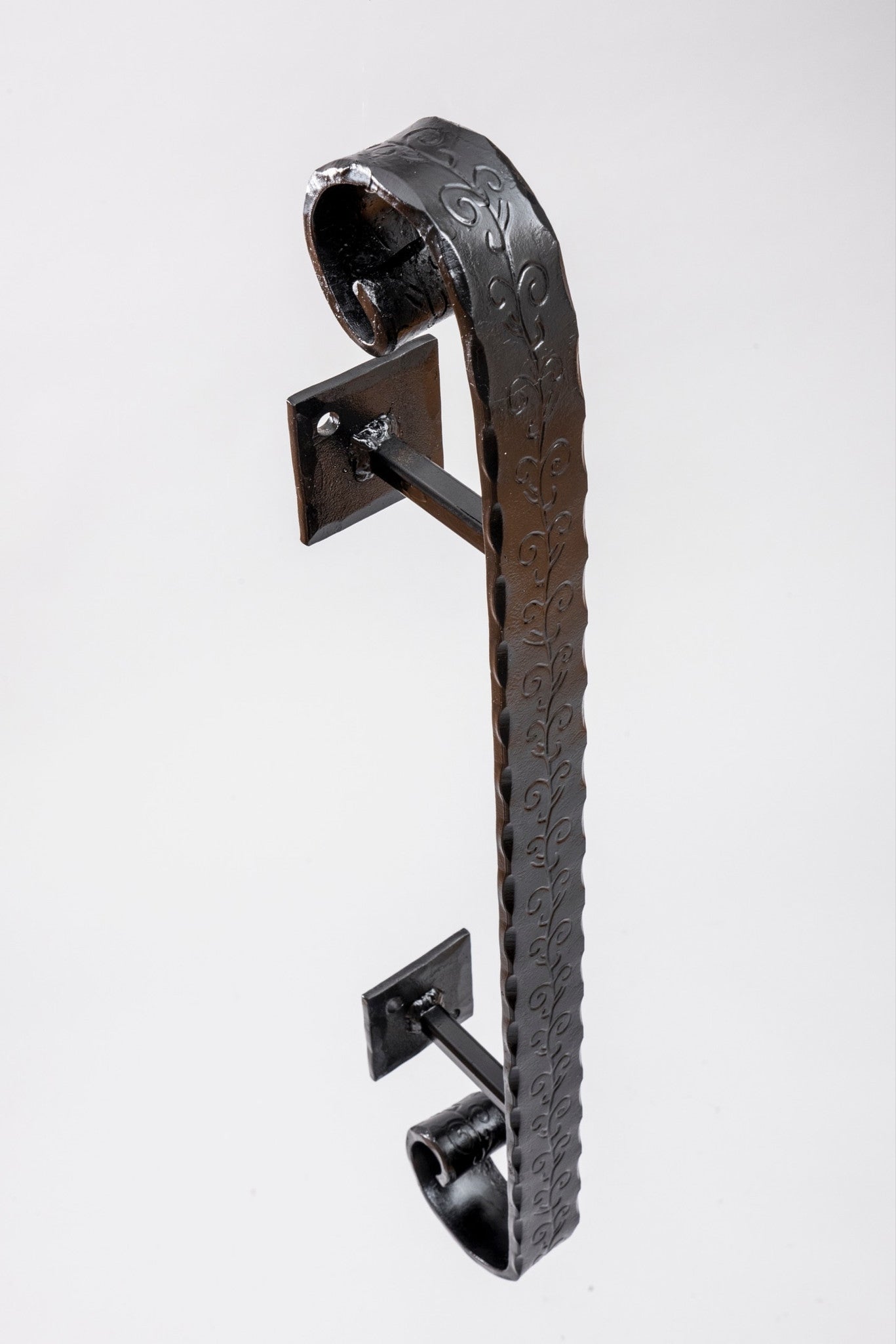 Decorative Hammered and Engraved Grab Bar, Railing Handrail - Arc and Hammer