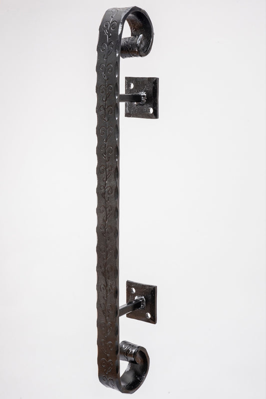 Decorative Hammered and Engraved Grab Bar, Railing Handrail - Arc and Hammer