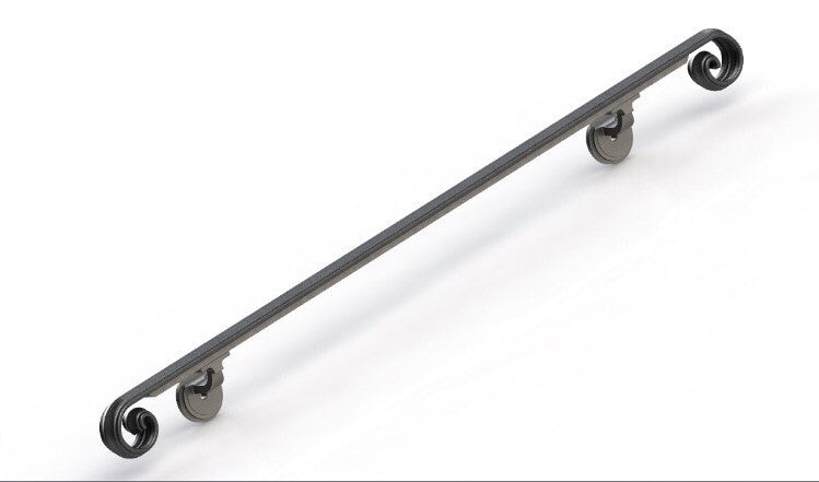 Scroll Wrought Iron Handrail, Railing — Arc and Hammer